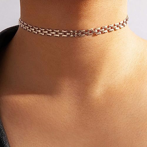 Wendalern Silberkette Choker Halskette Zierliche Klobige Halskette Einfache Geometrische Kette Halskette Minimalistische Tabelle Kette Halskette Versilbert Schlüsselbein Halskette Schmuck Für Frauen von Wendalern