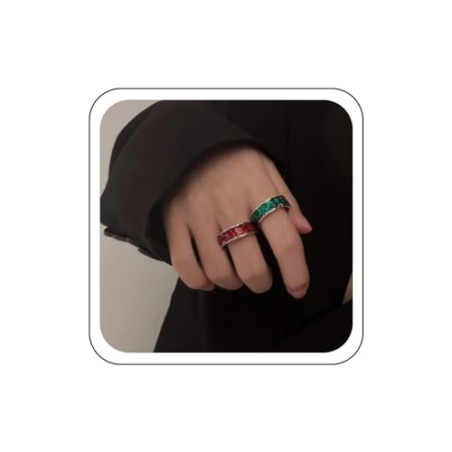 Wendalern Stapeln Band Ringe Für Frauen - Emaille Ringe in Silber und Zwei Ton - Klobig und Breit - 2pcs Set für Daumen, Zeigefinger und Knöchel von Wendalern