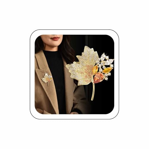 Wendalern Strass Ahornblatt Brosche Kristall Cluster Herbst Ahorn Brosche Klassische Herbstblatt Reversnadel Elegante Brautstrauß Brosche Kleidung Accessoires Schmuck Für Frauen von Wendalern