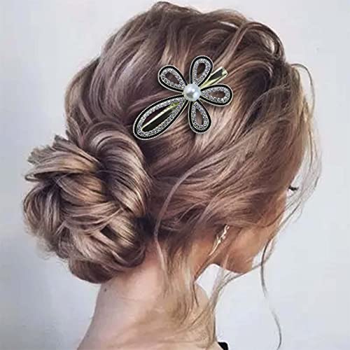 Wendalern Strass Blume Haarspange Für Styling Abschnitt Niedlich Kristall Perle Floral Duckbill Clip Hochzeit Braut Haarspangen Rutschfest Dick Dünn Haarnadel Zubehör Für Frauen Mädchen von Wendalern