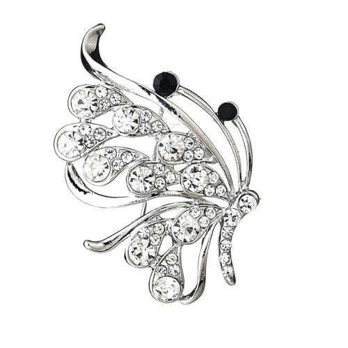 Wendalern Strass Buttefly Brosche Pin Klar Kristall Schmetterling Insekt Pin Elegant Silber Schmetterling Korsage Brosche Vintage Hochzeit Braut Anstecknadeln Kleidung Accessoires Schmuck Für Frauen von Wendalern