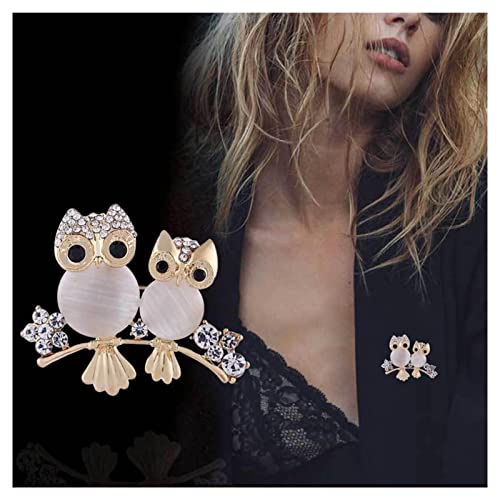 Wendalern Strass Eule Brosche Pin Lustige Doppelte Eule Emaille Brosche Niedlich Opal Tier Strauß Korsage Anstecknadel Schal Schal Kleidung Accessoires Für Frauen Mädchen von Wendalern