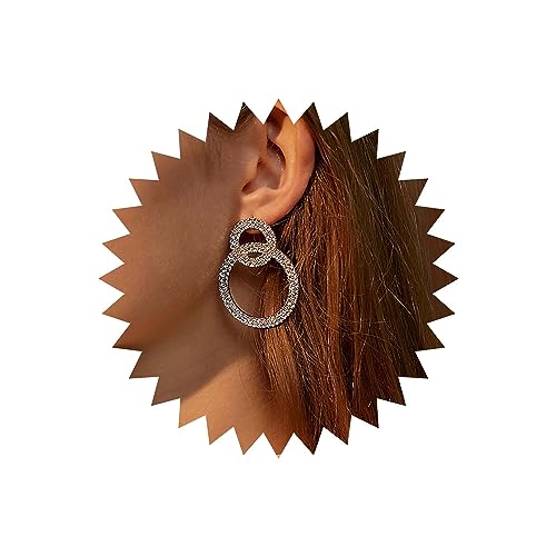 Wendalern Strass Gold Reif Ohrringe Doppelt Cz Diamant Kreis Baumeln Ohrringe Glänzend Kristall Runden Kreis Ohrstecker Cz Geometrische Aussage Ohrringe Schmuck Für Frauen Und Mädchen von Wendalern