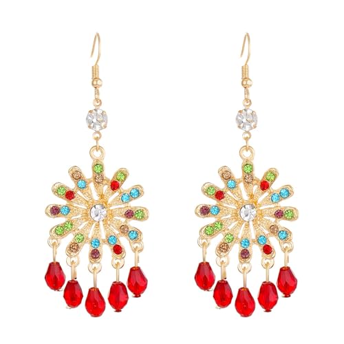 Wendalern Strass Kristall Blume Baumeln Ohrringe Diamant Cz Schneeflocke Teardrop Haken Ohrringe Vintage Edelstein Blütenblatt Quaste Tropfen Ohrringe Hochzeit Brautschmuck Für Frauen Und Mädchen von Wendalern