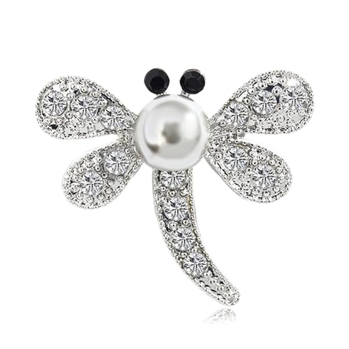 Wendalern Strass Libelle Brosche Pin Diamant Perle Insekt Libelle Pin Kristall Libelle Fliegen Revers Pin Elegant Brautstrauß Brosche Kleidung Korsage Schmuck Für Frauen Mädchen von Wendalern