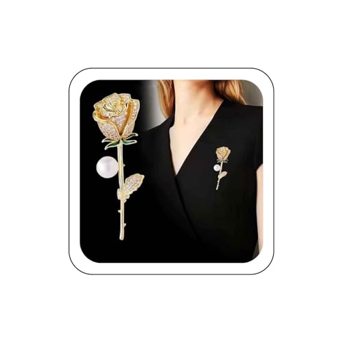 Wendalern Strass Perle Blume Brosche Pin Cz Diamant Rose Blume Brosche Niedlich Gold Blume Pflanze Revers Pin Elegant Nachahmung Perle Sicherheit Pin Korsage Abzeichen Schmuck Für Frauen von Wendalern