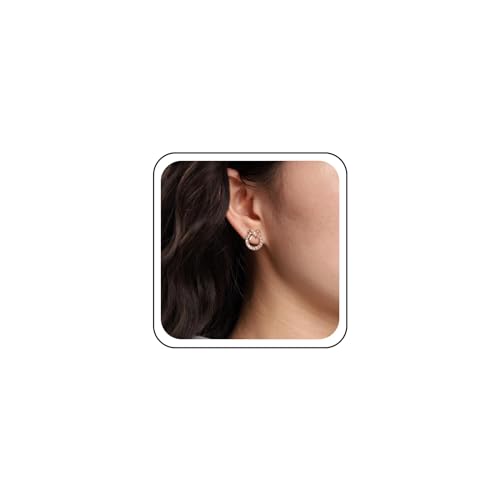 Wendalern Strass Runde Kreis Ohrstecker Gold Perle Schleife Ohrringe Diamant Cz Offenen Kreis Ohrringe Winzige Bowknot Runde Aussage Ohrringe Schmuck Für Frauen Und Mädchen von Wendalern