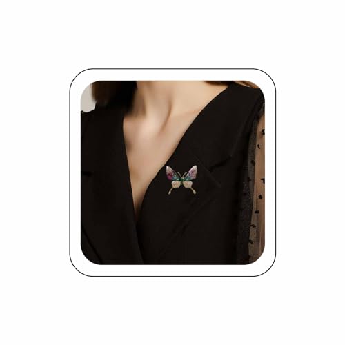 Wendalern Strass Schmetterling Brosche Pin Acryl Flügel Emaille Brosche Gold Schmetterling Insekt Revers Pin Grün Kristall Schmetterling Korsage Pin Kleidung Dekor Abzeichen Schmuck Für Frauen Mädchen von Wendalern
