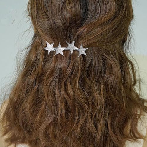 Wendalern Strass Stern Haarspange Kristall Stern Cluster Haarnadel Spange Silber Pentagramm Rutschfest Metall Geometrische Haarspangen Hochzeit Kopfteil Haarstyling Zubehör Für Frauen von Wendalern