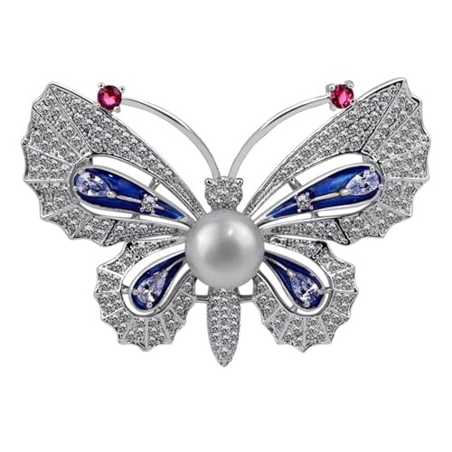 Wendalern Süße Perle Strass Schmetterling Brosche Pin Atemberaubende Kristall Schmetterling Emaille Brosche Cz Schmetterling Insekt Revers Pin Schal Schal Bouquet Korsage Kleidung Zubehör Für Frauen von Wendalern