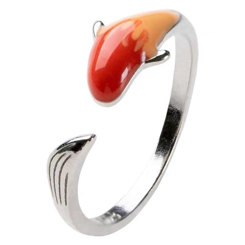 Wendalern Süßer Fisch Ring Kleiner Koi Glücksbringer Farbverlauf Emaille Ring Einstellbar Offener Wickel Fisch Ring Schöner Fisch Zeigefinger Ring Ozeanschmuck Für Frauen Und Mädchen von Wendalern