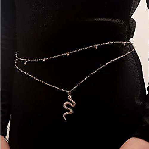 Wendalern Taille Kette Geschichtet Bauch Perlen Kette Sexy Strand Bikini Körper Kette Punk Gold Serpent Taille Körper Gürtel Rave Party Prom Zubehör Schmuck Für Frauen von Wendalern