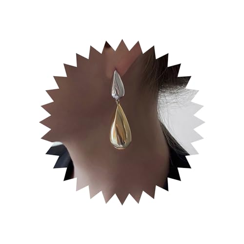 Wendalern Teardrop Chunky Ohrringe Zwei Ton Träne Baumeln Ohrringe Gold Silber Wasser Tropfen Asymmetrische Ohrringe Unpassend Glänzend Teardrop Aussage Ohrringe Schmuck Für Frauen Mädchen von Wendalern