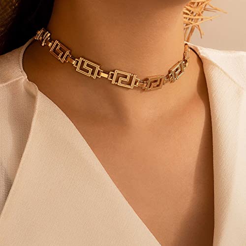 Wendalern Vintage Geometrische Choker Halskette Gold Dicken Schlüsselbein Halskette Personlized Kette Schmuck Für Frauen Mädchen von Wendalern