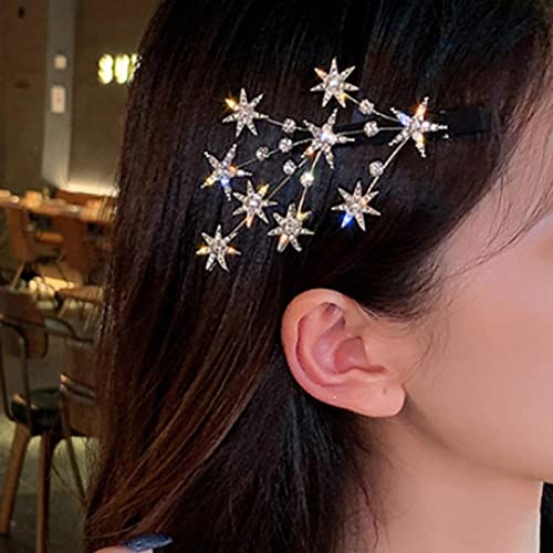 Wendalern Vintage Kristall Stern Haarspange Barrette Cluster Stern Haarspange Pin Zweig Stern Strass Kopfschmuck Kopfschmuck Silber Kristall Haarspange Braut Haarschmuck Für Frauen Und Mädchen von Wendalern