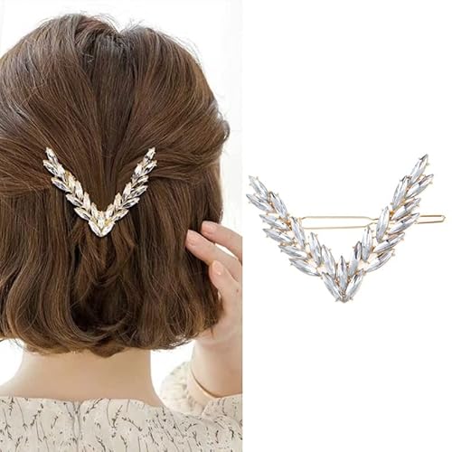 Wendalern Vintage Strass V Haarnadeln Gold Kristall Haarspange Glänzende Kristall Haarspangen Geometrische V Form Haarspange Haarspange Dekorativer Haarschmuck für Frauen und Mädchen von Wendalern