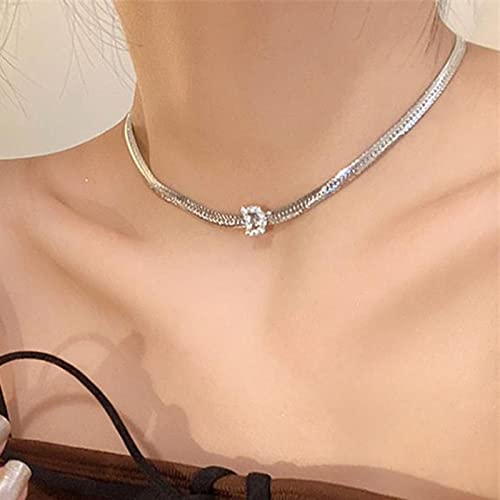 Wendalern Zirkonia Initiale Choker Halskette Flach Fischgrätenkette Halskette Glänzend Cz Buchstabe D Halskette Silber Schlange Kette Initiale Halskette Schmuck Für Frauen Mädchen von Wendalern