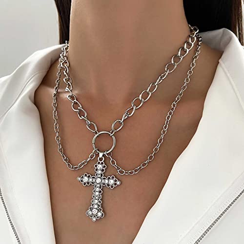 Wendalern Zirkonia Kreuz Halskette Geschichtetes Kreuz Choker Halskette Geschichtetes Silber Kette Kreuz Halskette Glänzend Diamant Kreuz Anhänger Halskette Y2k Halskette Schmuck Für Frauen Mädchen von Wendalern