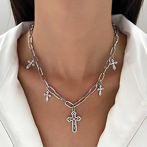 Wendalern Zirkonia Kreuz Halskette Mehrere Cz Kreuz Anhänger Halskette Silber Büroklammer Link Kette Kette Halskette Punk Glaube Kreuz Choker Halskette Y2k Halskette Schmuck Für Frauen Und Mädchen von Wendalern