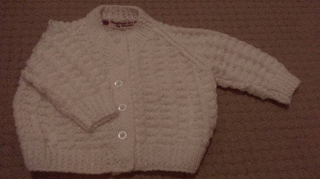 Süße Glitzernde Weiße Strickjacke von WendiesWeeWoolies
