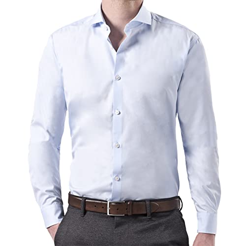 Wendler Hemd Herren Modern Fit I Premium Herren Hemd Tailored Langarm I Gr.44 I Business-Hemd mit Hai-Kragen aus 100% Baumwolle I Hochwertige Herren-Bekleidung I Made in Europe I Blau von Wendler