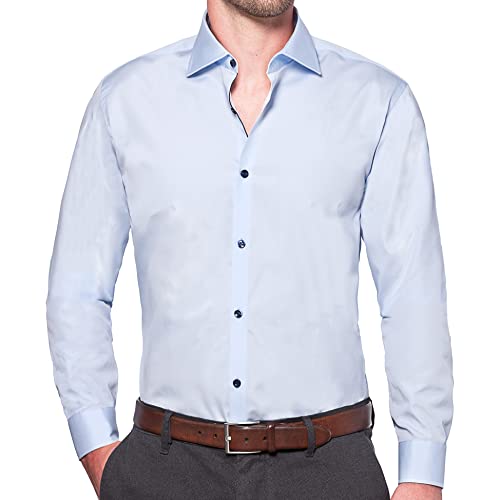 Wendler Hemd Herren Slim Fit I Premium Herren Hemd Slim Fit Langarm I Gr. 39 I Business-Hemd mit New Kent-Kragen aus 100% Baumwolle I Hochwertige Herren-Bekleidung I Made in Europe I Blau von Wendler