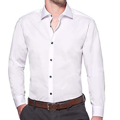 Wendler Hemd Herren Slim Fit I Premium Herren Hemd Slim Fit Langarm I Gr. 39 I Business-Hemd mit New Kent-Kragen aus 100% Baumwolle I Hochwertige Herren-Bekleidung I Made in Europe I Weiß von Wendler