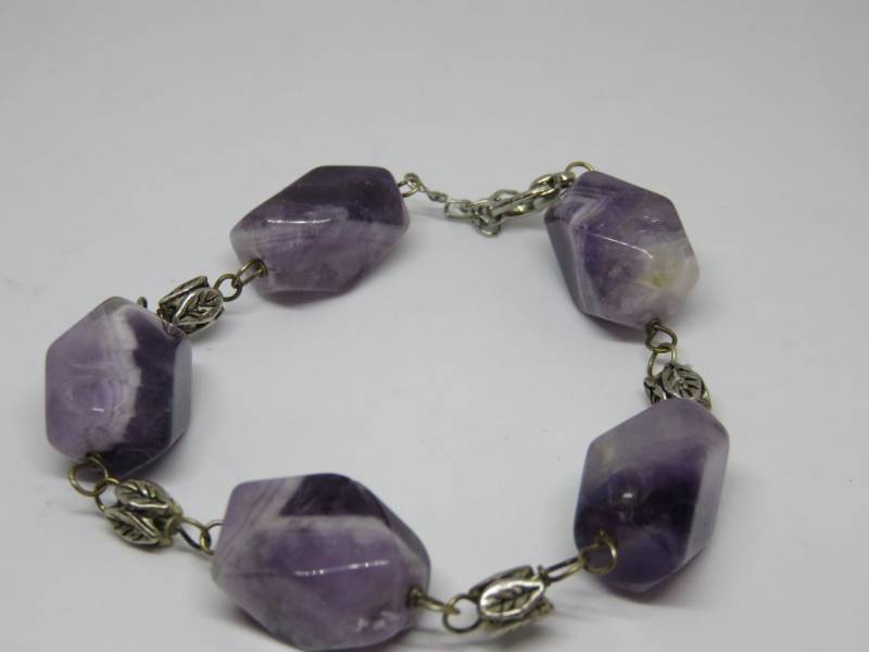 Vintage Polierter Amethyst Stein Armband Vintage Polierter Amethyst Stein Armband von WendyEjewellery