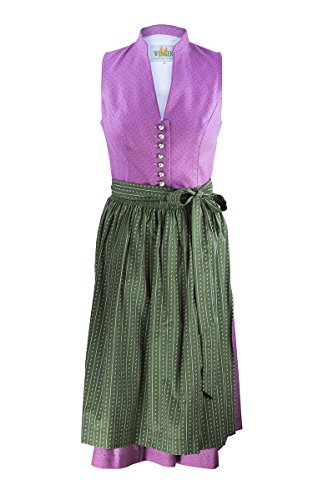 Wenger "Zita" Damen Dirndl Grösse 36/2-tlg Trachtenkleid Midi, Schürze Wenger Austrian Style lila, dunkelgrün gepunktet 65cm von Wenger Austria