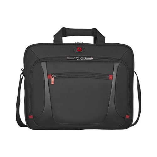 WENGER Sensor Laptop-Tasche zum Umhängen, Notebook bis 16 Zoll, Tabletfach bis 10 Zoll, Aktentasche, Organizer, 9 l, Damen Herren, Büro Business-Reisen Uni, Schwarz, 600643 von WENGER