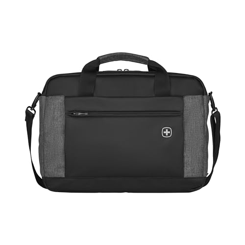 WENGER Underground Laptop-Tasche zum Umhängen, Notebook bis 16 Zoll, Tabletfach bis 10 Zoll, Aktentasche, Organizer, 9 l, Damen Herren, Büro Business-Reisen Uni, Schwarz, 601057 von WENGER