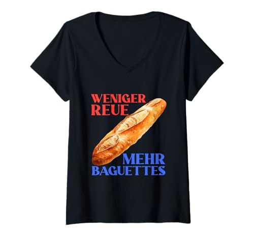 Damen Weniger Reue, mehr Baguettes Lustiges Foodie Brot T-Shirt mit V-Ausschnitt Damen Weniger Reue, mehr Baguettes Lustiges Foodie Brot T-Shirt mit V-Ausschnitt von Weniger Reue Mehr Baguettes Lustige Brot Sprüche