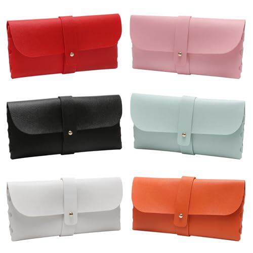 Weniubit 6 Stück Brillenetui, Schwimmbrille Etui, Brillenetui Weich, Sonnenbrillen, Weiches Leder Pu Brillentasche für Männer, Frauen und Kinder von Weniubit