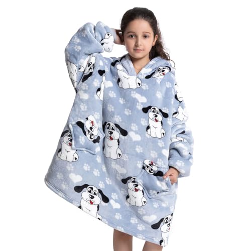 Übergroße Hoodie Blanket für Kinder, Junge Mädchen Flanell Sweatshirt Decke Kuschelpullover, Süßes Warmer Pullover Tragbare Decke Eine Größe passt 7-13 Jahre alt von Wenlia