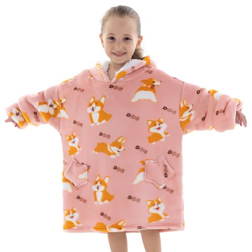 Übergroße Hoodie Blanket für Kleinkinder 2–6 Jahre, Junge Mädchen Sherpa Decken Sweatshirt mit Tasche, Süßes Warmer Pullover Tragbare Decke Eine Größe für Kindergartenkinder von Wenlia