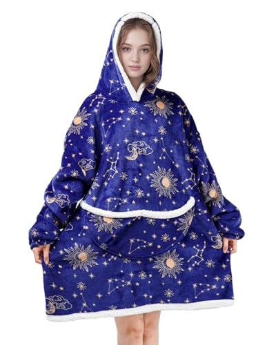 Wenlia Übergroße Decke Hoodie Sweatshirt für Erwachsene, Damen Männer Sherpa Kapuzenpullover Flanell Hoodies Plüsch Pullover Superweicher Warmer Kuscheliger von Wenlia