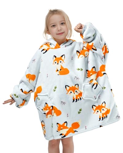 Wenlia Übergroße Hoodie Blanket für Mädchen, Kinder Flanell Sweatshirt Decke Kuschelpullover, Einhorn Warmer Pullover Tragbare Decke Eine Größe passt 7-13 Jahre alt von Wenlia
