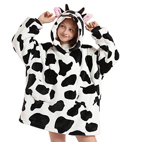 Wenlia Übergroße Hoodie Blanket für Mädchen, Kinder Flanell Sweatshirt Decke Kuschelpullover, Einhorn Warmer Pullover Tragbare Decke Eine Größe passt 7-13 Jahre alt von Wenlia