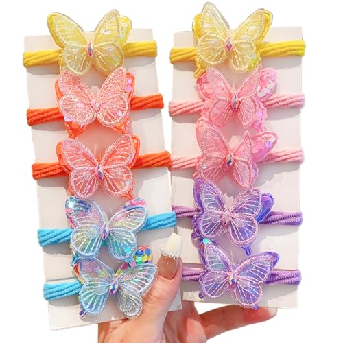 Wenlly 10-teilige süße Schmetterlings haarbinder, Haar-Scrunches, elastischer Pferdeschwanz-Halter Haargummis, hübsche Haar-Accessoires für Mädchen von Wenlly