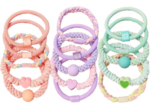 Wenlly 15-teilige bunte Haarbänder, elastische Pferdeschwanzhalter, Haargummis Haarseile für Mädchen Haar Zubehör, lila von Wenlly