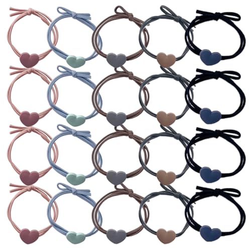 Wenlly 20 Stück herzförmige Haargummis, elastische Pferdeschwanz-Halter, Haar-Accessoires für Frauen und Mädchen von Wenlly