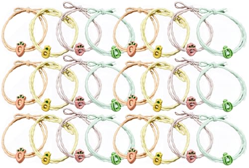 Wenlly 24 Stück Obst-Haargummis, elastische Pferdeschwanz-Halter, Haar-Accessoires für Frauen und Mädchen von Wenlly