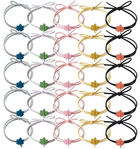 Wenlly 25 Stück Haargummis mit Blättern, elastische Pferdeschwanz-Halter, Haar-Accessoires für Frauen und Mädchen von Wenlly