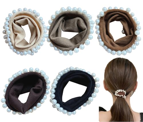 Wenlly 5 Stück modische Haargummis mit hoher Elastizität, Perlen-Haargummis, Pferdeschwanz-Halter, Handgelenkschlaufe, Stirnband, Haarschmuck für Damen und Mädchen von Wenlly