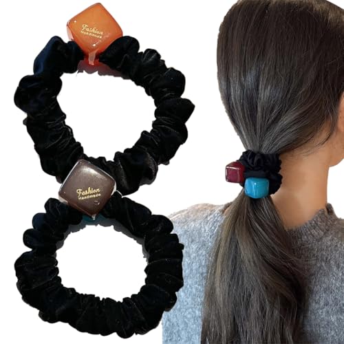 Wenlly Block Haargummis, hohe Elastizität Pferdeschwanzhalter, dickes Haarseil, Haargummis für Frauen Mädchen, 2 Stück von Wenlly