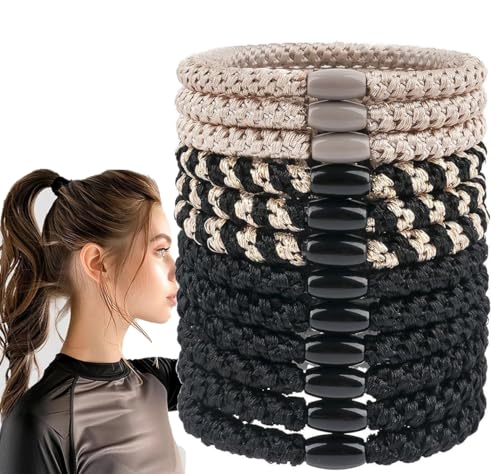 Wenlly Geflochtene Haargummis, 12 Stück, elastische Pferdeschwanzhalter für dickes Haar, Haarbänder, Haarschmuck für Damen und Mädchen, 3 Farben von Wenlly
