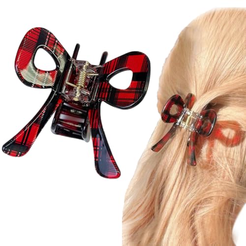 Wenlly Schmetterlings-Haarklammern, Zelluloseacetat, Haarklammern, rutschfeste Haarspangen für Frauen und Mädchen, 1 Stück, Gitterrot von Wenlly