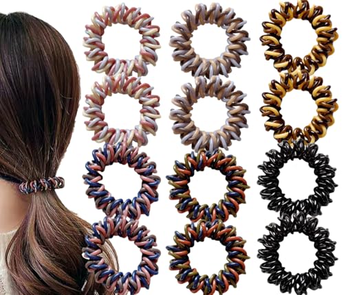 Wenlly Spiralförmige Haargummis, hochelastische Pferdeschwanzhalter, Telefonschnur Haargummis, Haarzubehör für Frauen Mädchen, 12-teilige von Wenlly