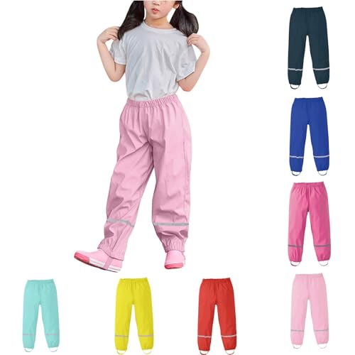 Unisex Regenhose Kinder Matschhose Regenlatzhose Ohne Träger Reflektorstreifen Regenbundhose Wasserdicht Winddicht Atmungsaktiv Ungefüttert Regenbundhose Überziehhose für Mädchen Jungen (122-128) von Wenlzhnb