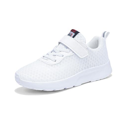 Wenlzhnb Turnschuhe Mädchen Jungen Sportschuhe Kinder Klettverschluss Schuhe Laufschuhe Atmungsaktiv Hallenschuhe Sneaker Sportschuhe 28-40 (F White, 35) von Wenlzhnb